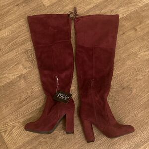Charlotte Russe Boots High 7 Wide Maroon